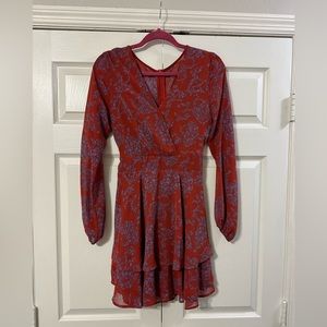 Flower printed cross neck, flirty dress